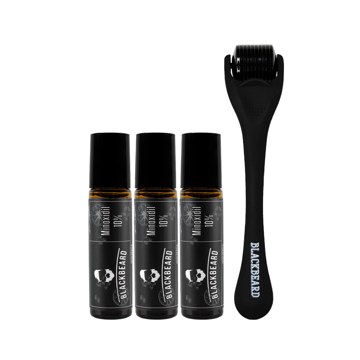 Minoxidil Al 10% en roll on + Aplicador Blackbeard adicionado con Cafeína 4 piezas