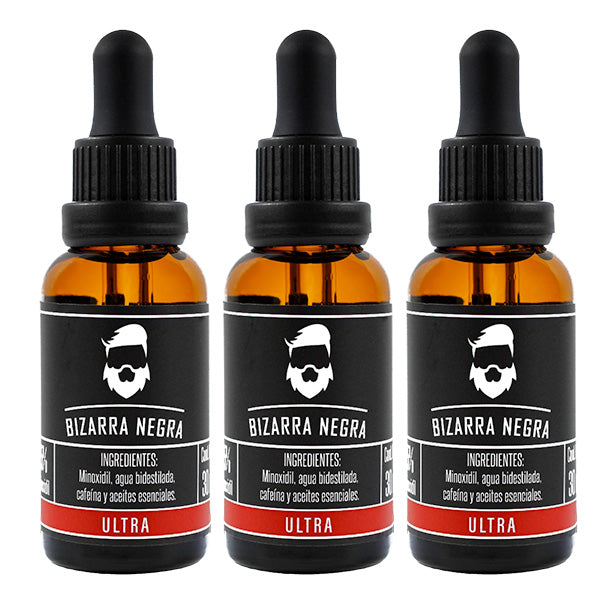 Minoxidil Al 15% Bizarra Negra Con Cafeína 3x2 (3 Frascos)
