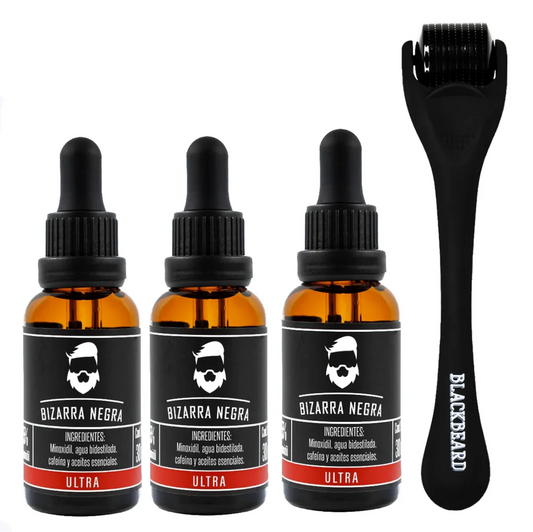 Minoxidil Al 15% + Aplicador Bizarra Negra Con Cafeína 4 piezas