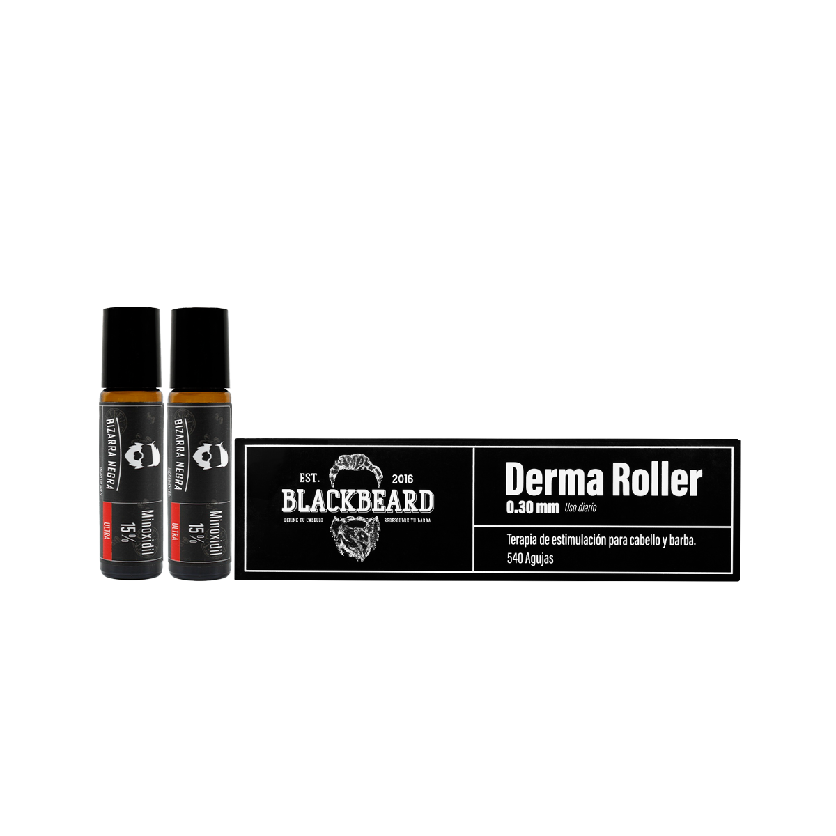 Minoxidil 15% Bizarra Negra Para Cabello Y Barba 3 Piezas