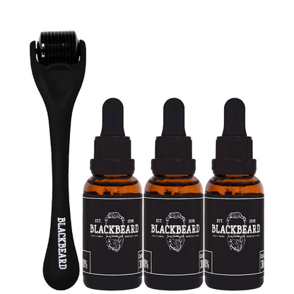 Minoxidil 10% + Aplicador Blackbeard Con Cafeína 4 piezas