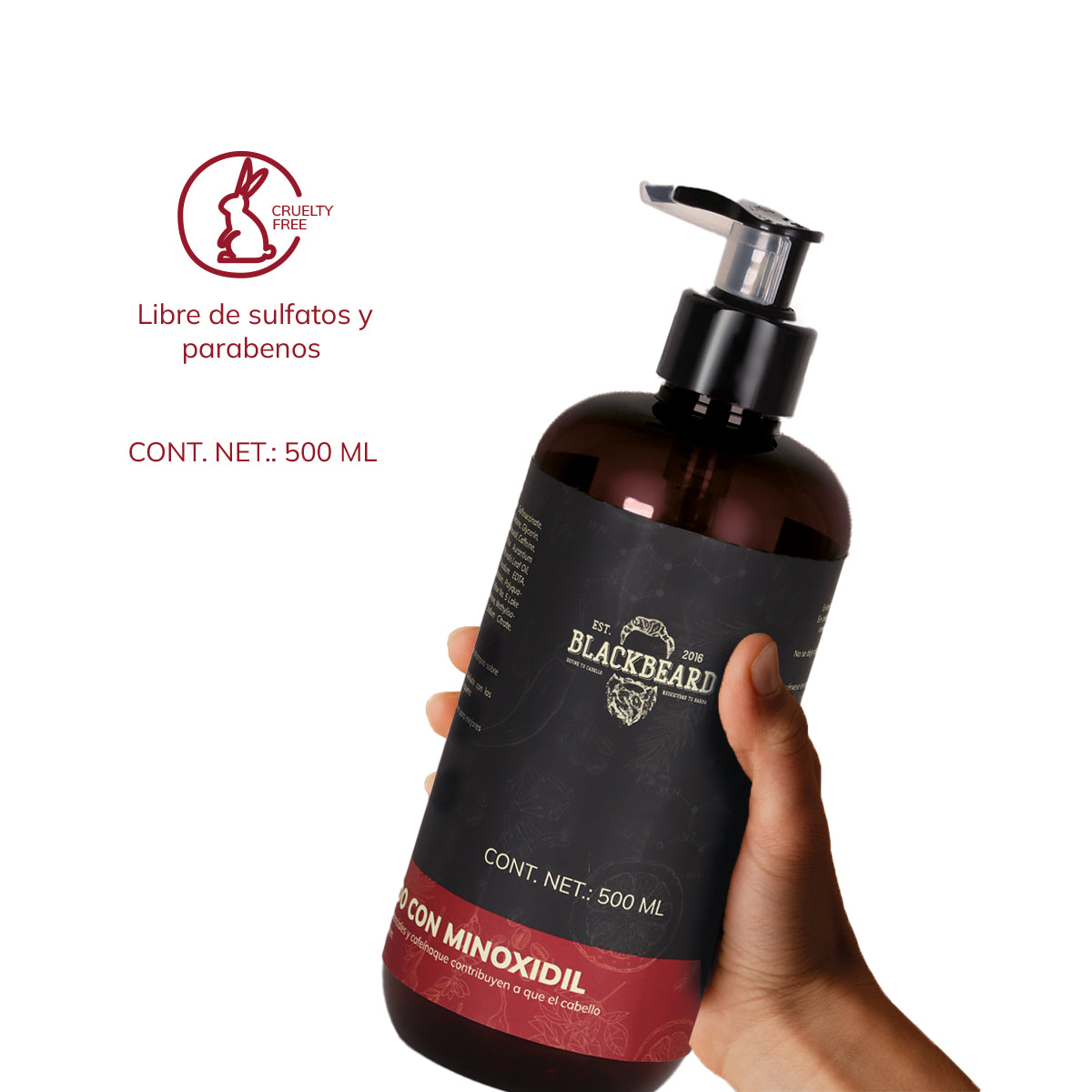 Shampoo Blackbeard con Minoxidil y Cafeína