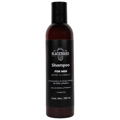 Shampoo Natural Blackbeard con Aceites Esenciales 250 ml