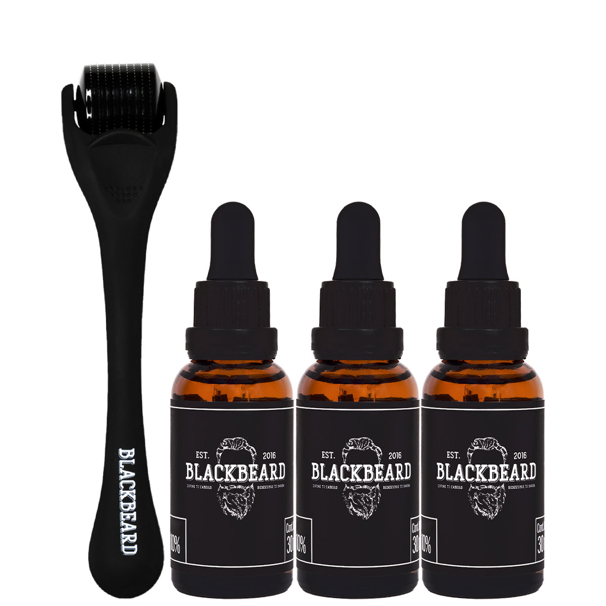Gotero Blackbeard 10% con Cafeína 3 Piezas + Dermaroller
