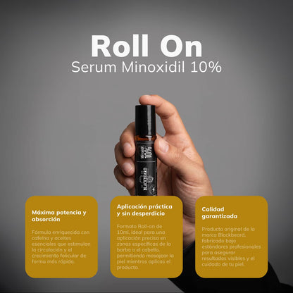 Roll On + Gotero Blackbeard 10% con Cafeína + Dermaroller