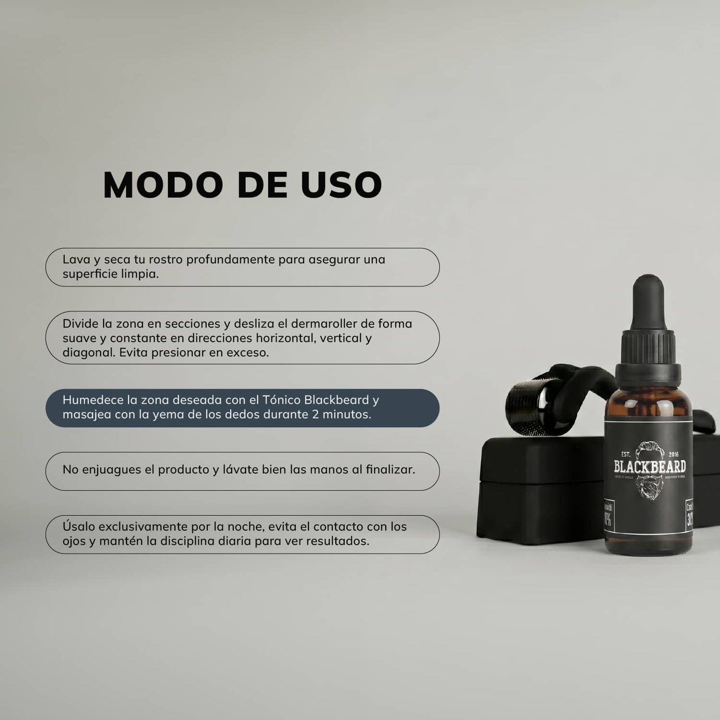 Gotero Blackbeard 10% con Cafeína 3 Piezas + Dermaroller