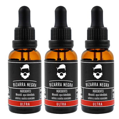 Minoxidil Al 15% Bizarra Negra Con Cafeína 3x2 (3 Frascos)
