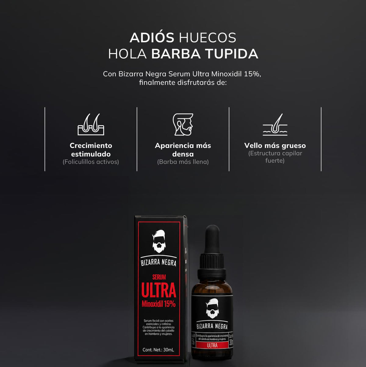 Gotero Bizarra Negra ULTRA 15% con Cafeína 3x2 (3 Piezas)
