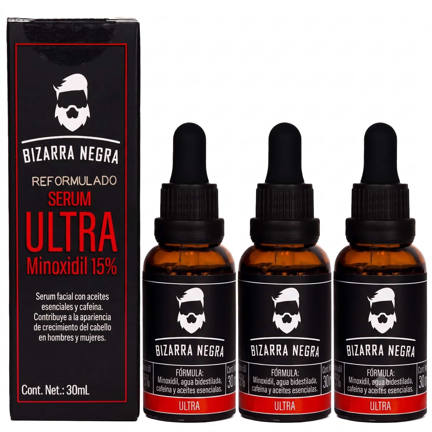 Gotero Bizarra Negra ULTRA 15% con Cafeína 3x2 (3 Piezas)