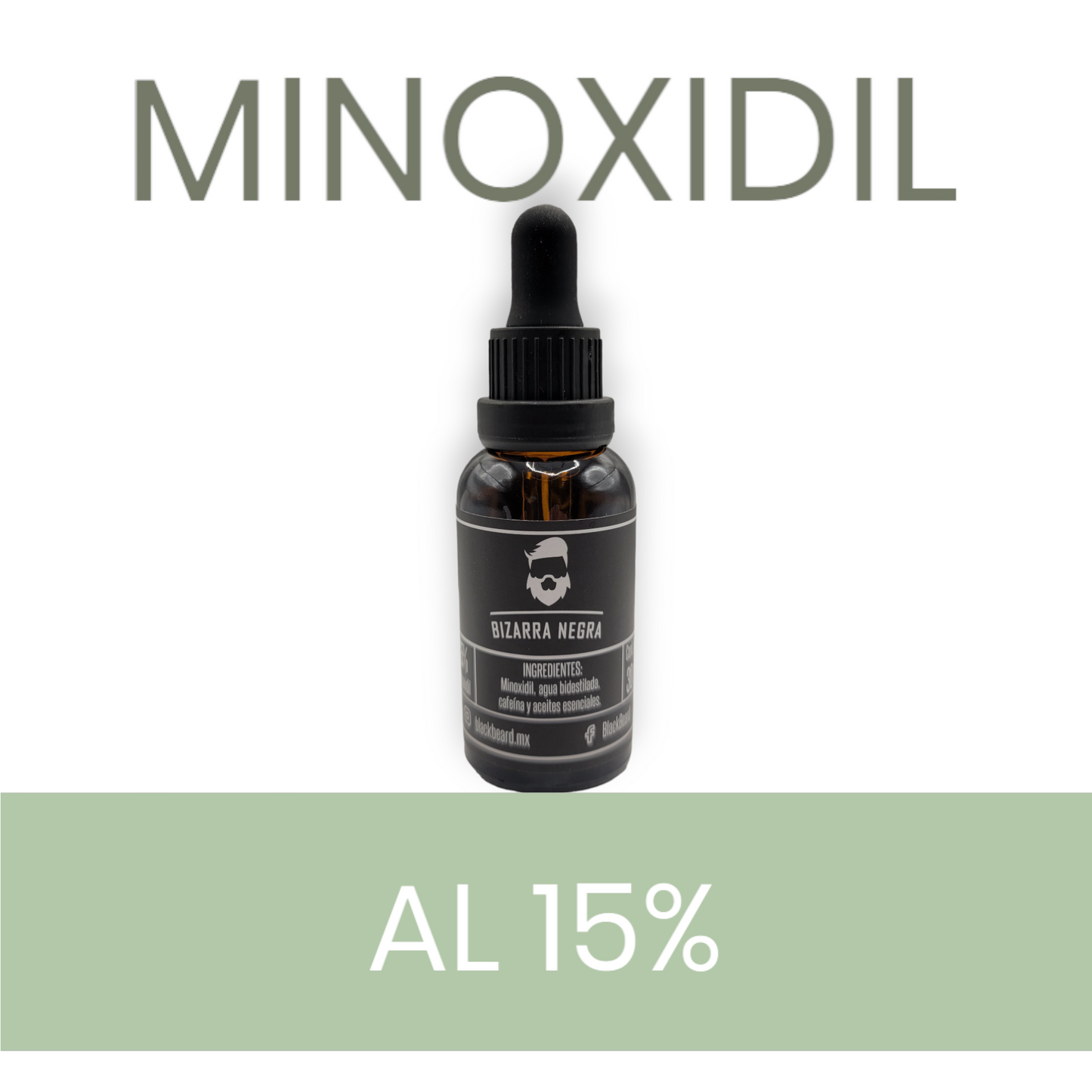 Minoxidil 15% Bizarra Negra Adicionado Con Aceites Y Cafeína