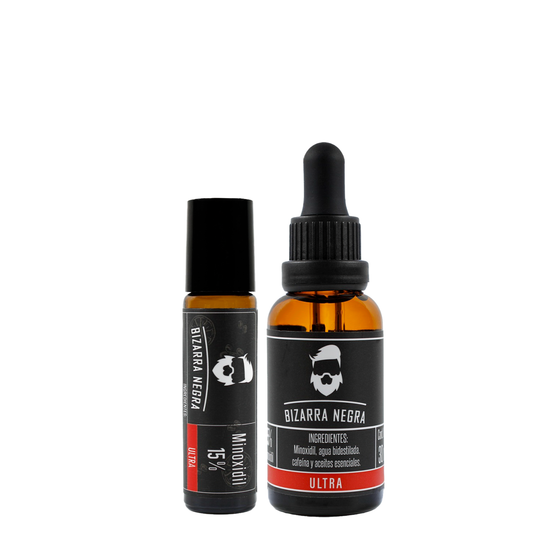 Minoxidil 15% Bizarra Negra Para Cabello Y Barba 2 Piezas